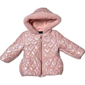 Iridescent Heart Puffer Jacket Pink 12M Rothschild